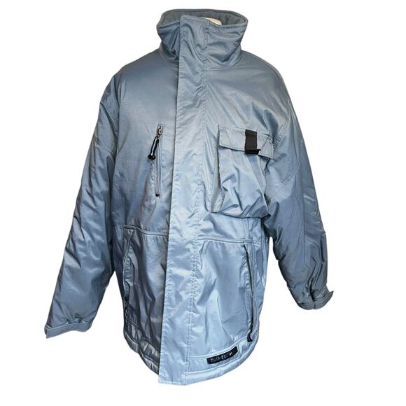 Vintage 90s Blue Nike performance Men's winter Nylon Fleeceparka coatlarge